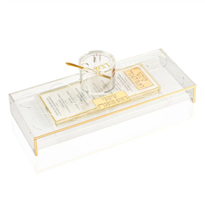 Maßgefertigtes Lucite-Tablett Judaica Klassisches Acryl-Dipschalen-Set Acryl-Dipschalen auf Karierter Basis - Product Image 4