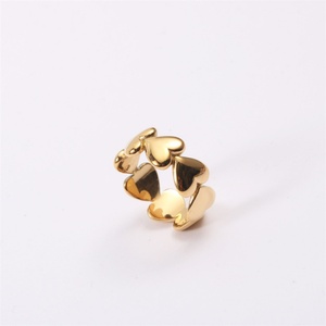 Custom Minimalist Tarnish Free Heart <b>Ring</b> <b>Finger</b> Jewelry, Stainless Steel Gold <b>Rings</b> for Women - Product Image 2