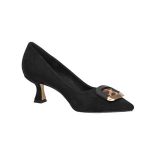 Gold & Gold Donna Decollete' GP880 Nero <b>Pumps</b> <b>Black</b> Suede Pointed Toe Low Heel Women's Shoes - Product Image 6