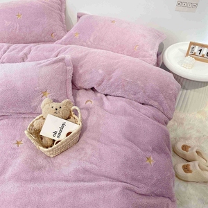 Set di quattro pezzi invernali in pile corallo spesso <span class=keywords><strong>copripiumino</strong></span> in velluto a doppia faccia, biancheria da letto in <span class=keywords><strong>flanella</strong></span> lenzuolo invernale in fibra di latte/ - Product Image 3