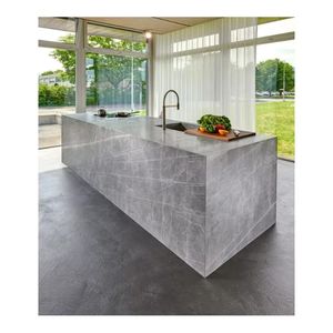 <span class=keywords><strong>Encimera</strong></span> de Isla de Piedra Sinterizada Superfina con Aspecto de Mármol en Gris Plateado para Puerta de Armario - Product Image 1