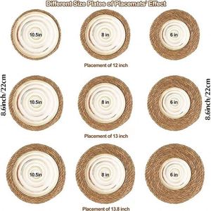 Support de pot en paille tressée écologique promotionnel, tapis isolant épais, style rustique bohème, dessous de plat en nénuphar naturel, personnalisable - Product Image 2