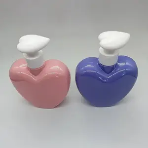 350ml/12oz Pink Love Heart Bottles Perfume Spray Heart Shaped Plastic Containers Foam Soap Dispenser Heart Lotion Pump Bottles
