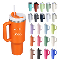 Gobelet isotherme en acier inoxydable de 40 oz avec logo personnalisé, paille rabattable, anti-fuite, isolation sous vide et poignée – Vente en gros