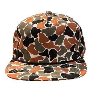 Casquette Snapback Camouflage Personnalisée avec Patch en Cuir, Casquette de Baseball Vintage 5 Panneaux en Coton Camouflage Canard avec Cordon pour Chasse et Camping en Plein Air - Product Image 1