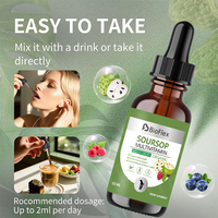 Compléments alimentaires liquides à base d'extrait de corossol (graviola) naturel végétalien 60 ml, marque privée OEM, avec multivitamines B6, C et D3