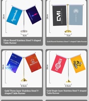 Drapeau de table personnalisé en polyester avec impression numérique, base en acier inoxydable en forme de Y, double face, pour réunions, négociations, cérémonies de signature