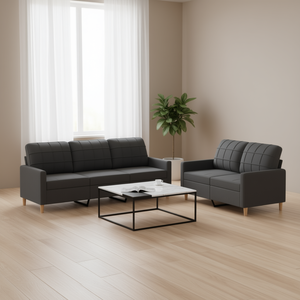 Juego de Sofás de Tela Gris Oscuro Moderno de 2 Piezas, Muebles de Sala de Estar con Cojines, Diseño Contemporáneo, Decoración del Hogar - Product Image 2