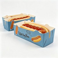 Boîtes à hot-dogs pliables personnalisées avec logo imprimé, résistantes à la graisse, pour vente en gros, emballages alimentaires à emporter, vente directe usine