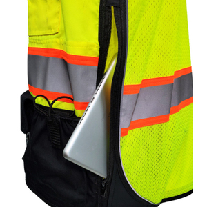CITICITY Customizable Construction Vest Reflective Black Bottom Engineer Surveyor Safety Vest Two Tone with <b>Back</b> Pouch Pocket - Product Image 4