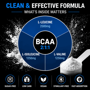 Aminoácidos de Cadena Ramificada (BCAA) en Polvo, Fabricados en Fábrica con Certificación cGMP en EE. UU., para la Recuperación Muscular, la Resistencia, la Reducción del Dolor, Suplemento Dietético Deportivo - Product Image 3