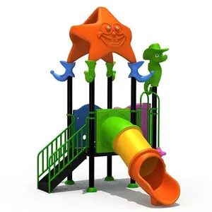 مجموعة معدات ملعب ملونة للأطفال للتسلية في الهواء الطلق مع شريحة صغيرة من البلاستيك مجموعة معدات الترفيه في الهواء الطلق للحضانة