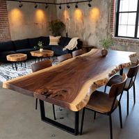 Table en bois massif à bord naturel, design moderne, prix d'usine, pour cuisine, bureau à domicile, restaurant, salle à manger