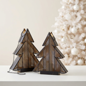 Supports de bougies chauffe-plat en forme d'arbre noir et or en gros pour la décoration de Noël à suspendre et à poser sur table - Product Image 1