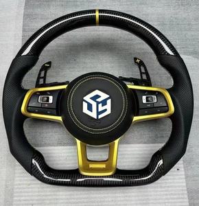 Avec Piano Black Trim R <span class=keywords><strong>Line</strong></span> Demi-volant en cuir en fibre de carbone pour VW Volkswagen Golf R 5 6 7 MK5 MK6 MK7 Gti Passat CC - Product Image 1