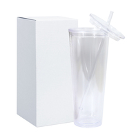 Vente en gros – Tasse acrylique double paroi de 24 oz avec couvercle coloré pré-percé, taux de livraison ponctuelle de 96 %+, pour boisson, type globe de neige