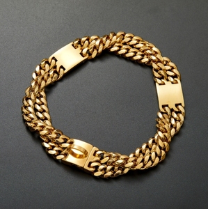Cadena de cifrado de oro de doble fila de 12mm, <span class=keywords><strong>Collar</strong></span> de cadena de perro de Metal con tarjeta de identificación, <span class=keywords><strong>Collar</strong></span> de perro de acero inoxidable 304 - Product Image 3