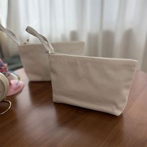 Pochette à monnaie et trousse de maquillage en toile blanche pure avec fermeture éclair, sur mesure, portable, simple, sac à main DIY pour les voyages, l'usage quotidien et les événements - Product Image 6