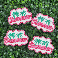 Patch brodé de palmier tropical scintillant pour l'été, à coudre ou thermocollant, pour vêtements de vacances d'été