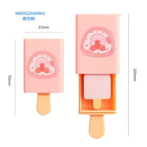 Girls stationery items kawai school supplies funny popsicle shaped eraser cute wholesale kids rubber pencil eraser cheap