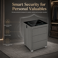 Coffre-fort intelligent pour bijoux, 3 tiroirs, rangement de luxe pour bijoux avec charge sans fil pour la chambre à coucher