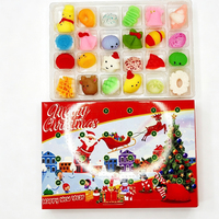 Calendrier de l'Avent Squishy de Noël 24 pièces – Mini Mochis Squishies Mignons – Calendrier du compte à rebours – Boîte Mystère – Cadeau Pendentif