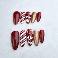 Vernis à ongles portable fait à la main de haute qualité réutilisable de style festif rouge de Noël