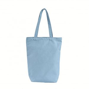 Sac fourre-tout en toile de coton bleu personnalisé, réutilisable, avec longue poignée blanche, grand format, broderie personnalisée - Product Image 1