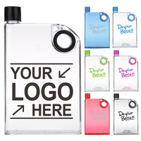 Bouteille d'eau plate transparente personnalisée A5 sans BPA, gourde carrée personnalisée, idéale pour le camping en extérieur