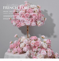 Rangées de fleurs artificielles en soie rose romantique pour la décoration de la scène de mariage, la décoration de la cérémonie de proposition de mariage de Noël