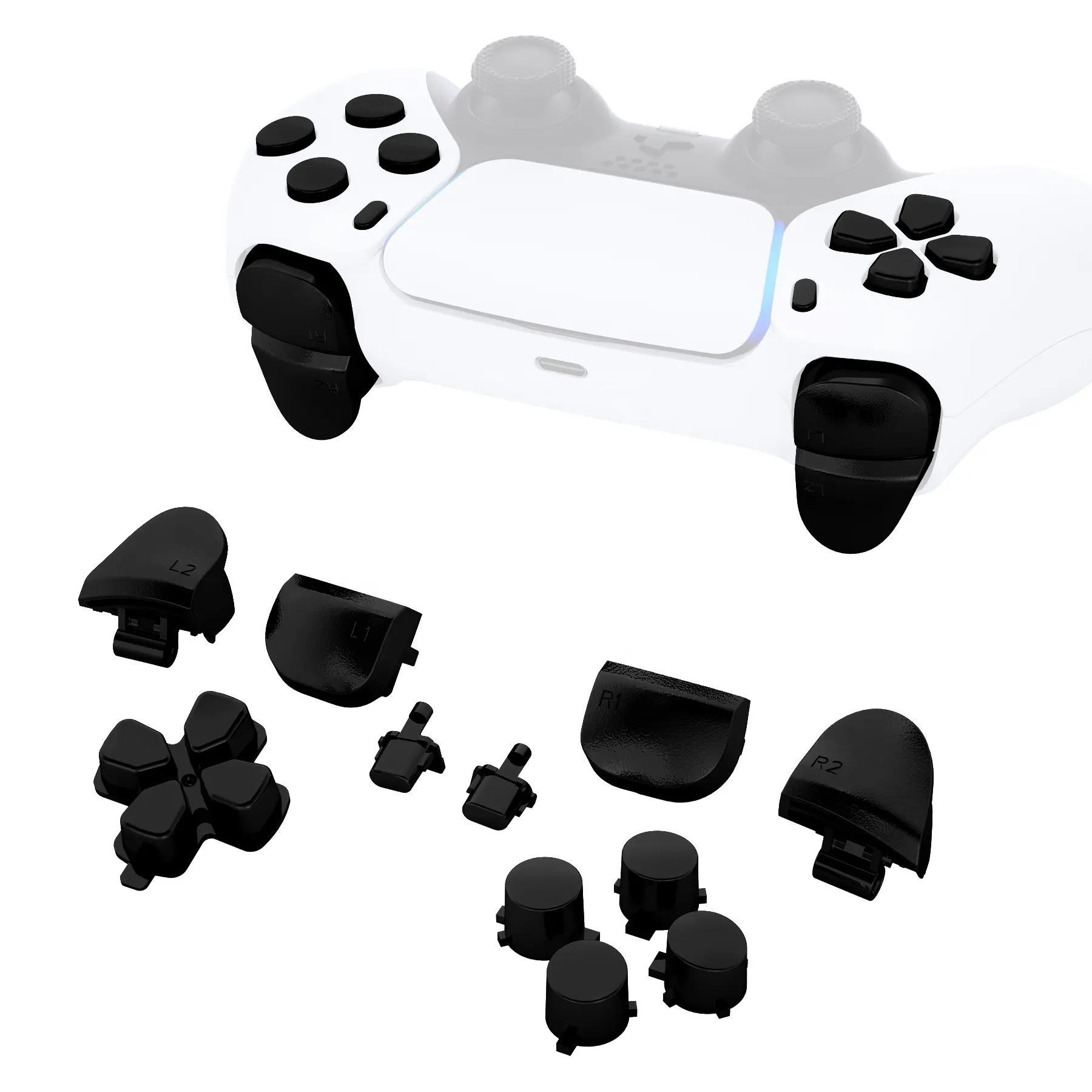 For PS5 Accessories Repair Parts PS5 Mod Kit 11 in 1 Black Plastic Customized Full Set PS5 Buttons