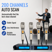 Système de microphone sans fil UHF 4 canaux Voxfull SKM9000IV avec synchronisation IR et balayage automatique pour l'église, les conférences et l'audio de scène