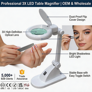 โคมไฟตั้งโต๊ะ LED เลนส์ออพติคอล 3X HD สำหรับงานซ่อมอิเล็กทรอนิกส์ งานฝีมือ และความงาม ขายส่ง OEM พร้อมแสงไร้เงา - Product Image 1