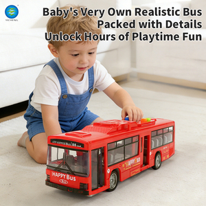 Autobús de Juguete de Inercia a Escala 1:24 con Puertas Abatibles, Luces y Música, Autobús Urbano Educativo de Plástico Seguro para Niños - Product Image 6