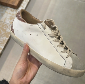 Zapatillas Unisex Estilo Retro con Estampado <span class=keywords><strong>de</strong></span> Estrellas Blancas, Antideslizantes y Cómodas, con Acabado Desgastado Dorado, Estilo Informal, <span class=keywords><strong>de</strong></span> Diseñador - Product Image 3