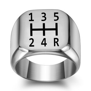 Fashion <b>Rings</b> Gear Shift Pattern 18MM Square Gold <b>Men</b> Women Jewelry Gift - Product Image 3