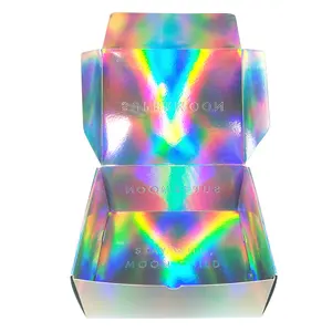 Aanpassen Luxe Holografische Kartonnen Doos Hoge Kwaliteit Mode Glanzende Kleur Holografische Vouwen Dozen