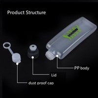 Bouteille d'eau compressible portable en PP écologique de 400 ml avec couvercle pour ceinture de course, cyclisme, gym et activités de plein air