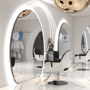 Espejo Ovalado de Acero Inoxidable para Salón de Belleza, Estilo Moderno y Sobrio - Product Image 5