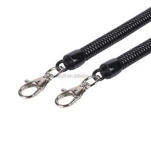 Ivoduff Dubbele Karabijn Met Plastic Lente Stretchy Coil Cord Strap Sleutelhanger Touw