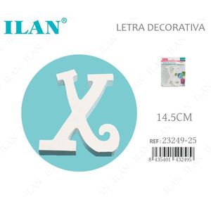 Lettera decorativa Ilan X 14,5 cm, decorazione da parete in legno bianco per l'arredamento della casa - Product Image 1