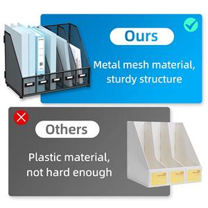 モダンな5コンパートメントメタルデスクオーガナイザースタンディングタイプファイルとマガジンファイルホルダー5垂直コンパートメント付き - Product Image 6