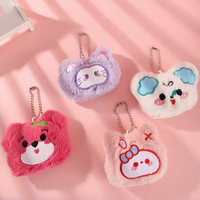 Porte-clés en peluche 3D en forme de tête d'animal, confortable et de haute qualité, mignon et moelleux, pour écouteurs ou comme pendentif