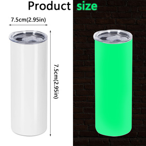 Vaso Térmico Delgado Luminoso Verde de 20oz, Brilla en la Oscuridad, de Doble Pared, de Acero Inoxidable, Aislado, para Sublimación - Product Image 3