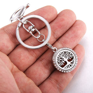 Delicado Difusor de Aceites Esenciales Ajustable de Acero Inoxidable con Diseño de Árbol de la Vida para Aromaterapia y Perfume, Llavero DIY - Product Image 3
