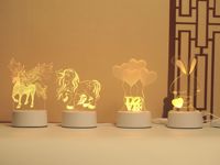 Lampe de nuit LED 3D en acrylique avec logo personnalisé, lumière blanche chaude, utilisation moderne pour la chambre à coucher, alimentation USB, taille moyenne, forme carrée, éclairage de chambre
