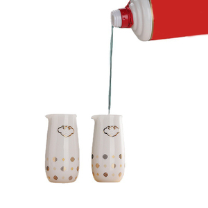 Carafe à vin en céramique blanche imprimée or Whisky Liqueur Spiritueux Vodka <span class=keywords><strong>Rhum</strong></span> Verre à shoot avec boîte cadeau - Product Image 1