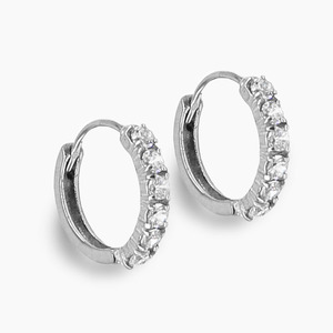 Boucles d'oreilles créoles yunnique avec diamants sertis en canal, en acier titane, cadeau, bijoux pour femme - Product Image 1