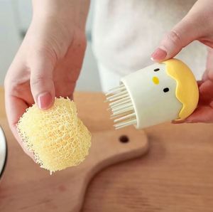 Brosse de nettoyage de cuisine en nanofibres au design créatif de poussin en coquille d'œuf pour la vaisselle et l'élimination des taches de casseroles - Product Image 3