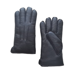 Venta al por mayor Mujeres Hombres Piel de oveja Cordero Guantes de piel de oveja Cuero australiano Invierno Negro Dedo completo Guantes de costura a mano - Product Image 1